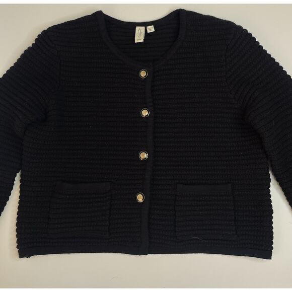 JOIE Textured Cardigan Jacket XL Gold Buttons Old Money Preppy Quite Luxury - Picture 2 of 8